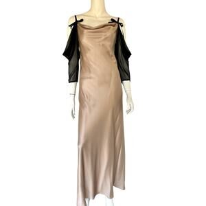 BIYAN NUDE SILK GOWN MAXI DRESS SIZE M